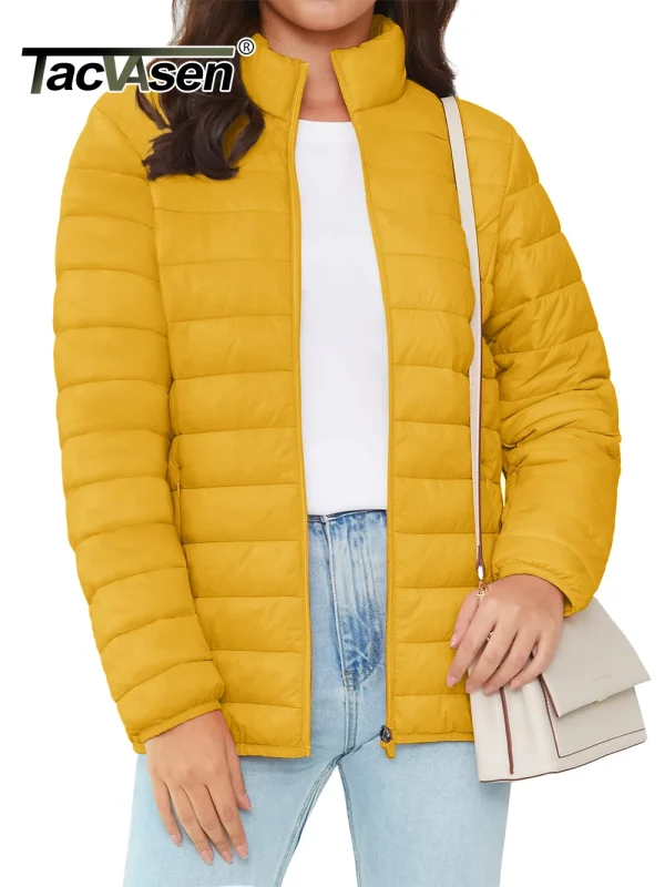 TACVASEN Piumino con zip intera da donna invernale leggero trapuntato cappotti caldi giacca a vento casual capispalla oversize da esterno 3