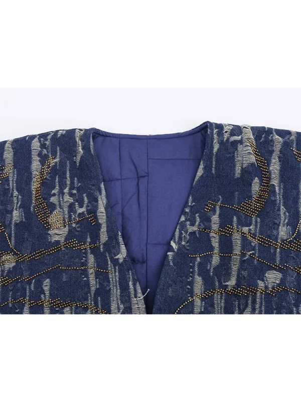 Giacca invernale da donna con ricamo perline 2025 Cappotto invernale Parka a maniche lunghe moda donna nuova donna Cappotti eleganti per il tempo libero 3