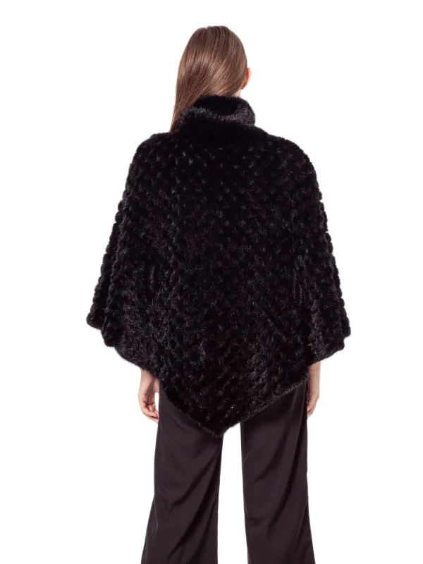 Scialle in pelliccia di visone lavorato a maglia per la cena, nuovo Design francese, sciarpe Poncho per le donne, B210723 2