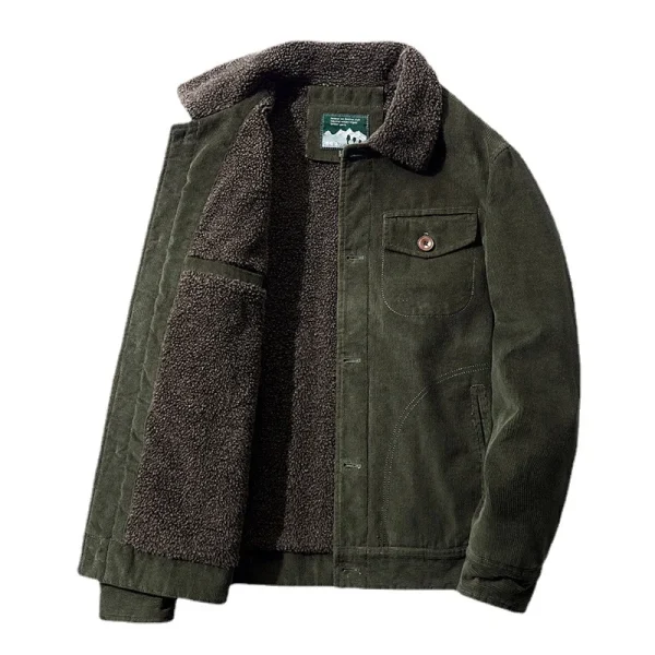 Utensili Casual da uomo invernali Plus Parka in velluto Parka in velluto a coste Moda coreana Giacca da uomo con collo in pelliccia tinta unita di alta qualità 5