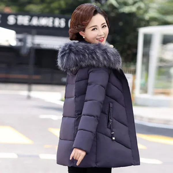 2023 Nuova Giacca Invernale Parka da Donna Cappotto Lungo Collo di Pelliccia Con Cappuccio Giubbotti Cappotto di Spessore Caldo di Cotone Imbottito Cappotto Puffer Parka 3