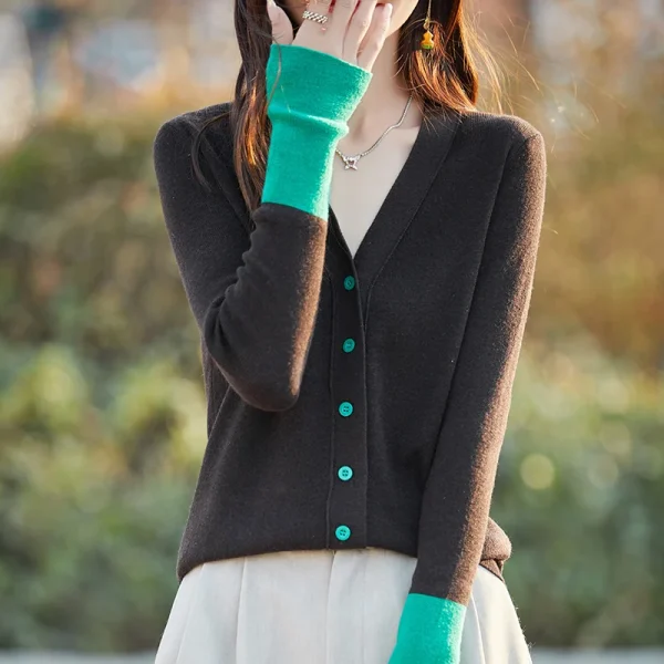 2024 cardigan da donna autunno/inverno maglione di cachemire maglione patchwork cardigan in cashmere da donna giacca cardigan da donna 4