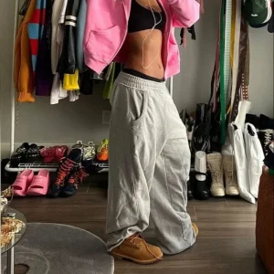 Deeptown Baggy Donna Pantaloni sportivi grigi Oversize Moda coreana Jogger Pantaloni basic Uomo Hip Hop Streetwear Casual Pantaloni Harajuku 1