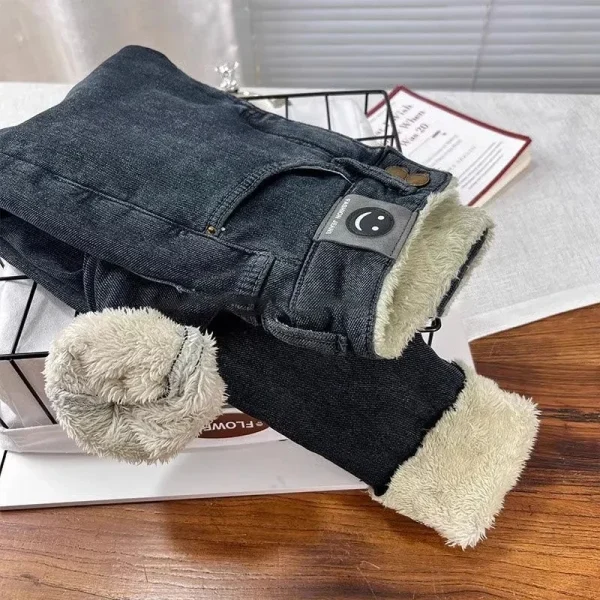 Jeans a matita slim in lana d'agnello calda Vaqueros skinny in peluche da donna Pantaloni in denim in pile addensato a vita alta vintage Legging in velluto casual 6