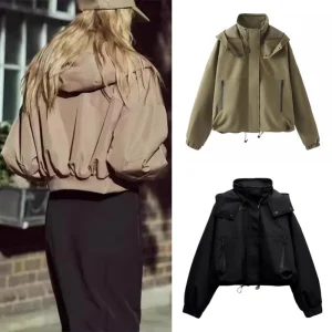 Cappotto corto con cappuccio classico alla moda per la nuova moda ed eleganza da donna primavera e autunno 2024 1