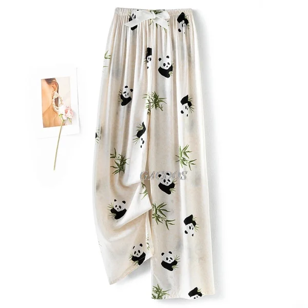 Nuovo stile Boho donna floreale bohemien pantaloni a gamba larga Lady elastico in vita pantaloni larghi da spiaggia per le vacanze pigiama in viscosa 3