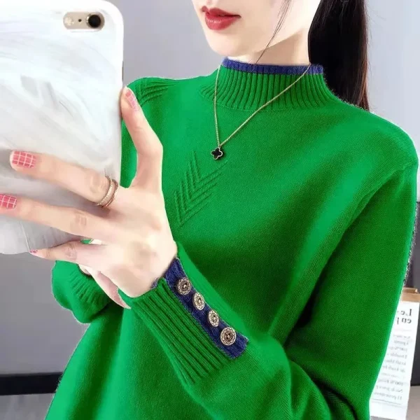 Maglioni dolcevita da donna basic Versione coreana nuovo maglione lavorato a maglia Autunno Inverno Top Slim Pullover da donna Maglione morbido e caldo 5
