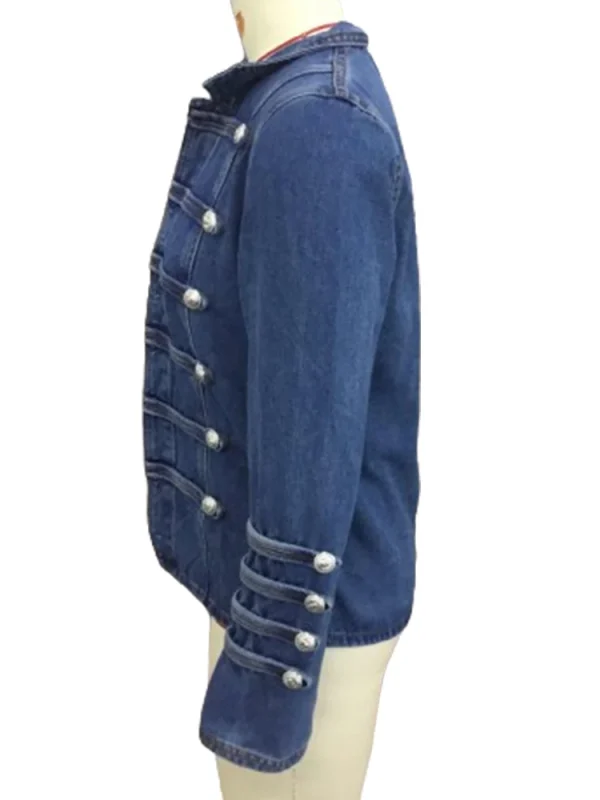 Giacca di jeans con bottoni vintage per donna colletto alla coreana primavera inverno slim casual jeans retrò capispalla cappotto di jeans Harajuku 2024 5