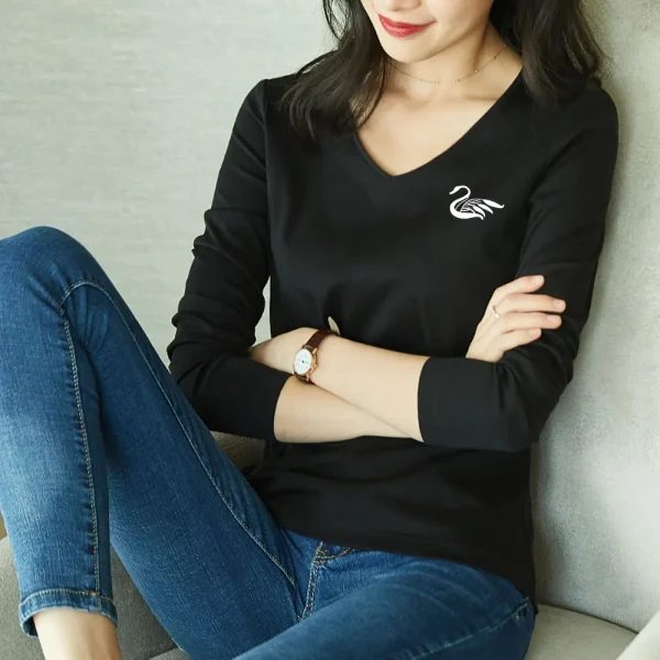 New Summer Tops For Women Print Swan Pattern Tee Shirts Femme T-Shirt da donna in cotone T-Shirt da donna Cygnus taglia 5XL 6