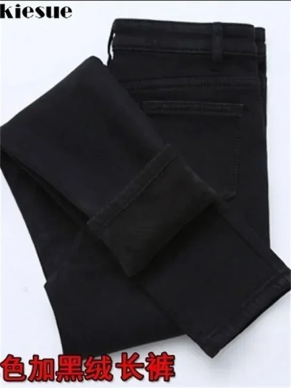 2022 Jeans invernali da donna in pile dorati all'interno ispessimento pantaloni in denim pantaloni caldi a vita alta jeans femminili pantaloni da donna 3
