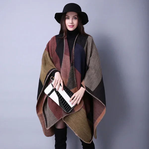 Moda invernale Poncho Donna Mantelle Sciarpa Imitazione Cashmere Sciarpe da donna Scialli caldi Avvolge Donna Poncho Bufanda Mujer Foulard 2