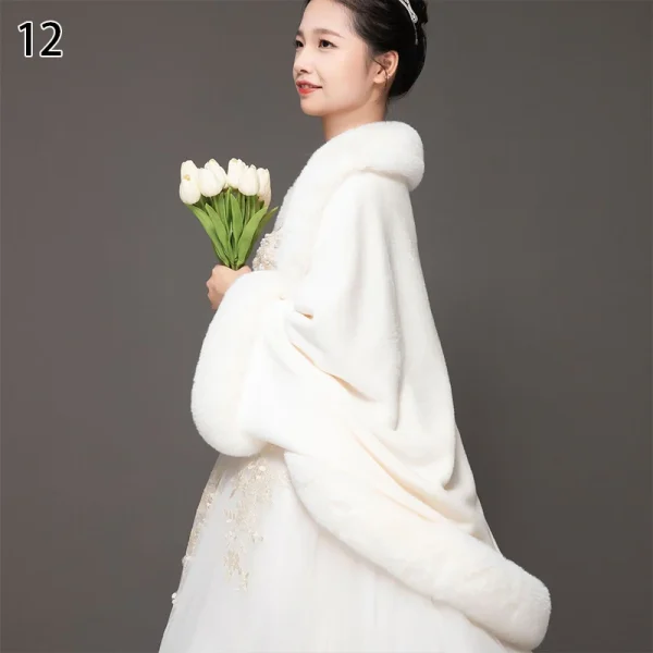 Sciarpe scialle di pelliccia sintetica di lusso da donna Sciarpa di peluche da donna Stola Cover Up per la festa nuziale Cappotto Mantello Coprispalle in pelliccia da sposa Mantello avvolgente 2