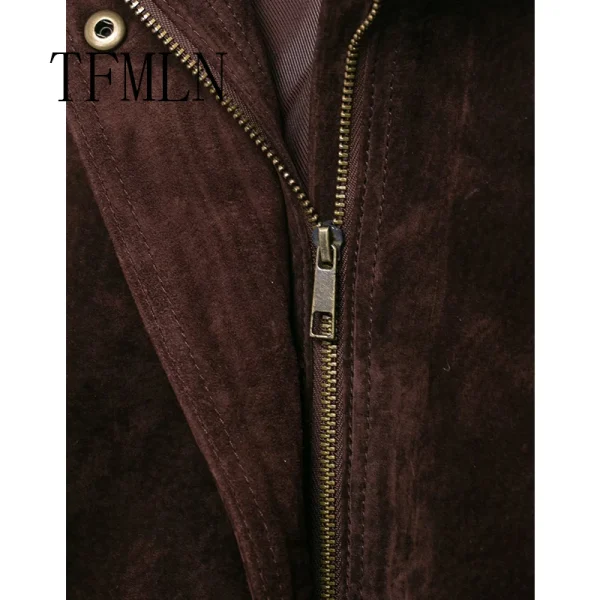TFMLN Nuovo Autunno Inverno Giacca Allentata da Donna Manica Lunga Ritagliata Cerniera Giubbotti Moda Cappotti Caldi Capispalla Casual ﻿ 4