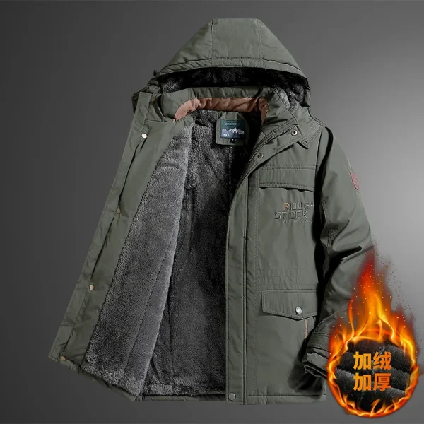 Parka invernale da uomo Piumini militari Parka antivento con cappuccio Collo in pelliccia maschile Parka in pile Giacca spessa casual moda uomo 4