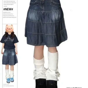 Donne di estate Giapponese Y2k 2000s Estetica A-line Midi Gonna di jeans Moda coreana Gonna di jeans Goblin Core Harajuku E-girl Grunge 1