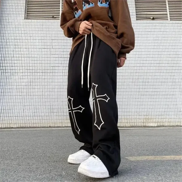 Pantaloni lunghi oversize larghi casual sportivi a tracolla American High Street Vibe per uomo e donna Pantaloni da coppia autunno inverno 5