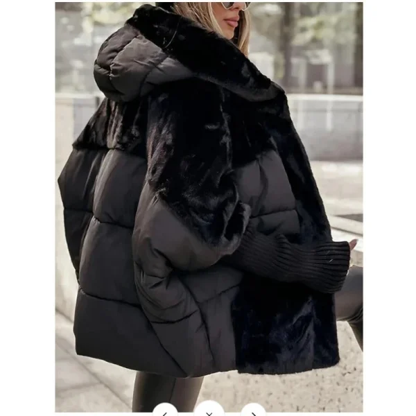 Autunno Inverno Donna Patchwork con cappuccio Cappotto di cotone caldo 2025 Nuove donne Giacca imbottita in cotone Capispalla oversize Cappotto Parka da donna 3