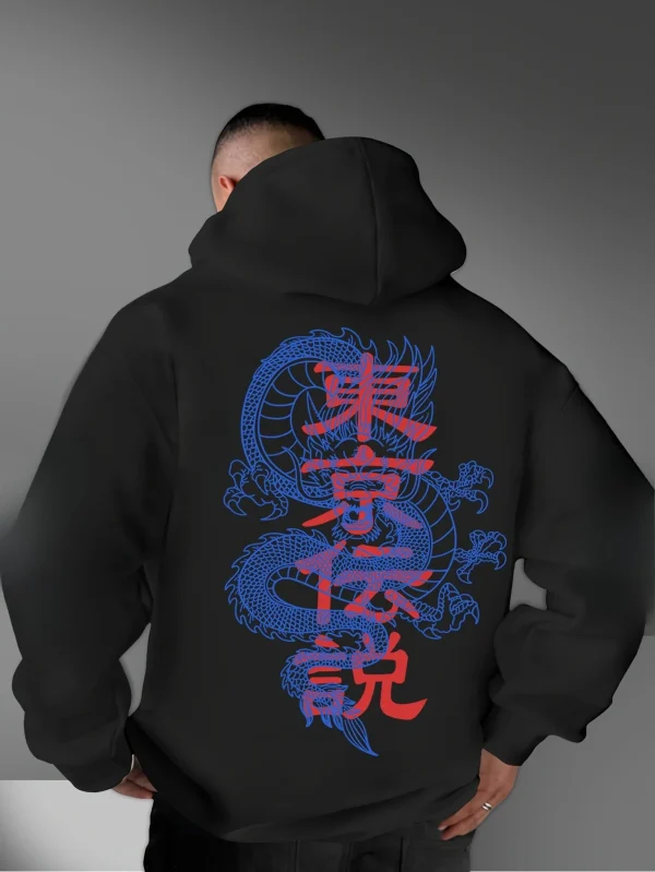 Felpa con cappuccio stampata con grafica drago Promo Felpa da uomo autunno inverno moda casual felpa a maniche lunghe abbigliamento da strada quotidiano 1