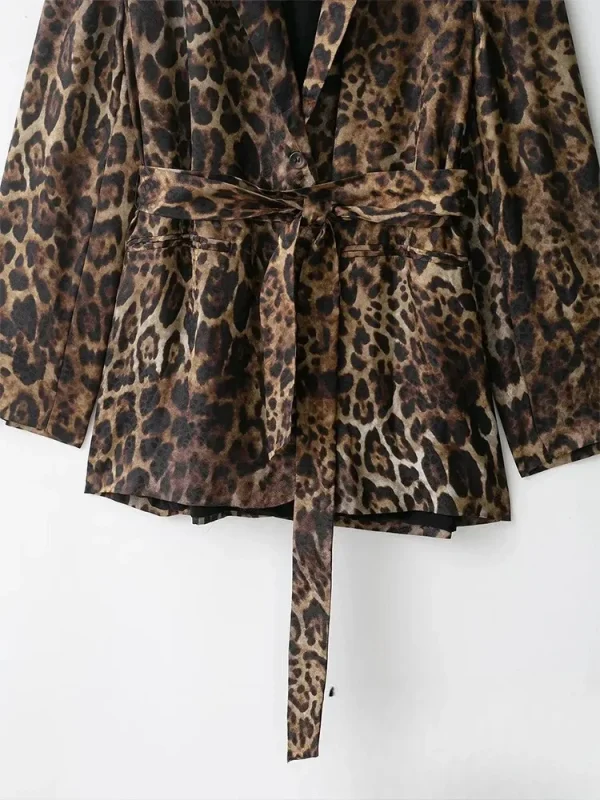 KONDALA Vintage Leopard Print Abiti da donna Scollo a V Telai Manica lunga Giacca oversize + Pantaloni a gamba larga Moda 2025 Abiti autunnali 5