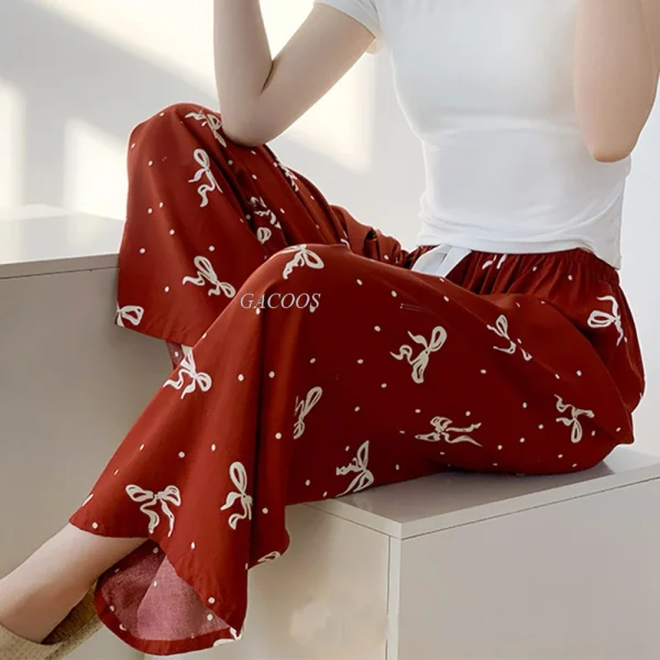 Nuovo stile Boho donna floreale bohemien pantaloni a gamba larga Lady elastico in vita pantaloni larghi da spiaggia per le vacanze pigiama in viscosa 2