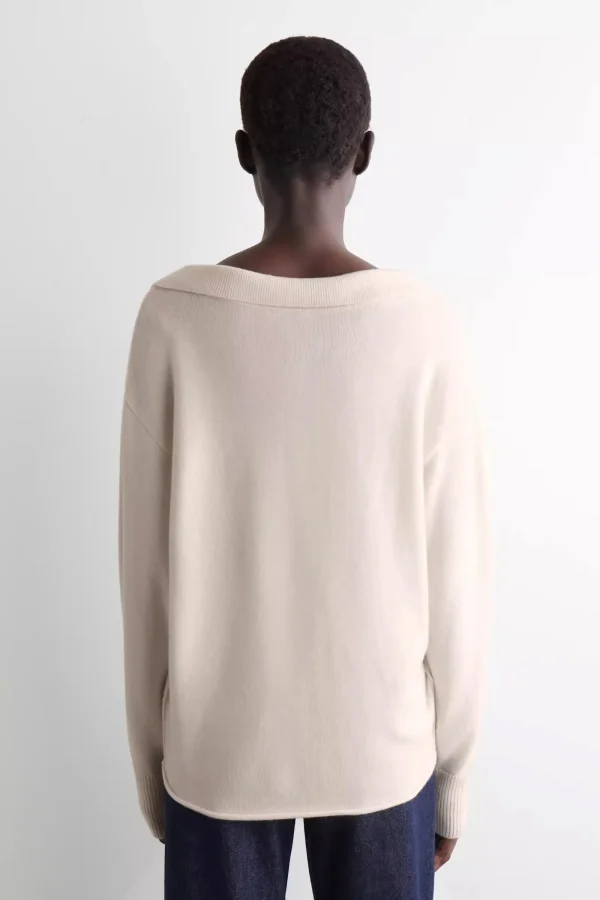 Ethereal MD 2025 cos autunno nuovo stile di maglione lavorato a maglia misto colletto polo standard casual da donna 4