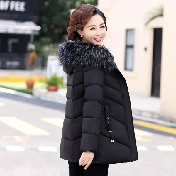 2023 Nuova Giacca Invernale Parka da Donna Cappotto Lungo Collo di Pelliccia Con Cappuccio Giubbotti Cappotto di Spessore Caldo di Cotone Imbottito Cappotto Puffer Parka 2