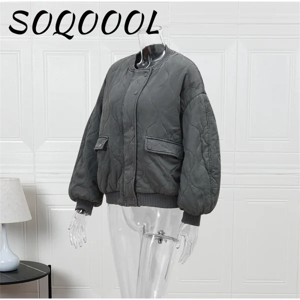 Moda elegante solido bomber giacca cappotto caldo da donna a maniche lunghe allentato casual outwear 2024 club party grigio street wear femminile 2