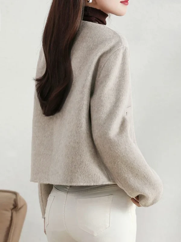 Cappotti di lana corti solidi alla moda per donna Autunno Inverno Abbigliamento donna caldo Abbottonatura Cappotto femminile Nuovo in capispalla 2