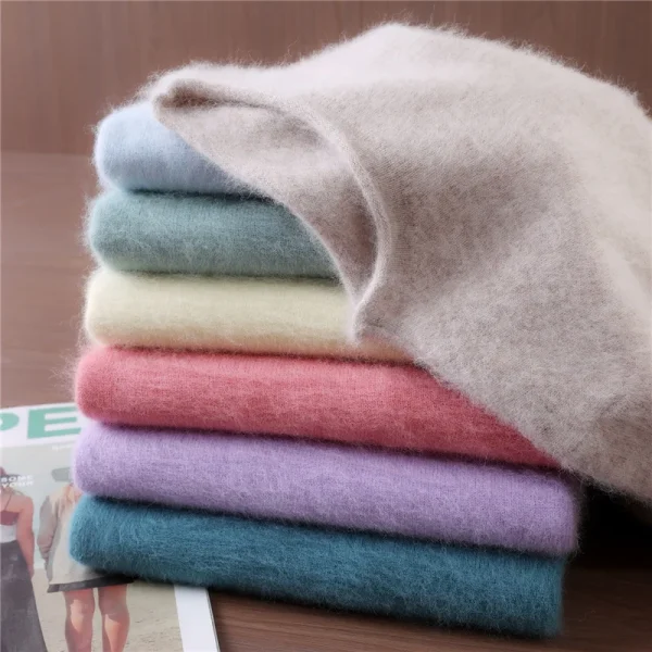 Autunno Inverno Colletto arrotolato 100% visone Cashmere Pullover da donna Alla moda Maglione lavorato a maglia dalla vestibilità ampia Versione coreana di fascia alta 2