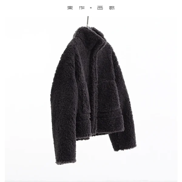 Cappotto in lana 100% stile Teddy ~ Giacca corta da donna in stile pigro Top ampio Autunno e inverno Nuovo modello 2025 Pelliccia sintetica 3