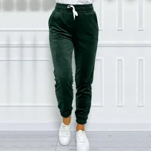 Pantaloni jogger in velluto con coulisse solido, pantaloni comodi e versatili per l'autunno e l'inverno, abbigliamento da donna 1