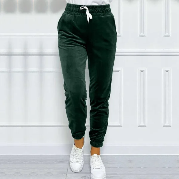 Pantaloni jogger in velluto con coulisse solido, pantaloni comodi e versatili per l'autunno e l'inverno, abbigliamento da donna 1