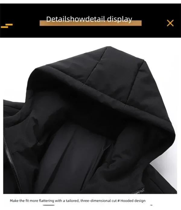 Parka imbottito con cappuccio da uomo nuovo inverno Abiti caldi Giubbotti imbottiti in cotone alla moda Cappotti larghi Giacche di pane caldo addensato 6