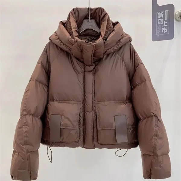 Parka da donna Inverno Avvertimento Giacca da donna allentata casual Piumini Giacca invernale da donna oversize solida Piumino in morbido cotone 5