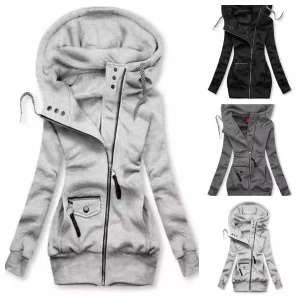 Felpe con cappuccio oversize da donna Felpe Pullover Felpa con cappuccio Felpa patchwork femminile Felpa con cappuccio calda autunnale Top con cerniera 1