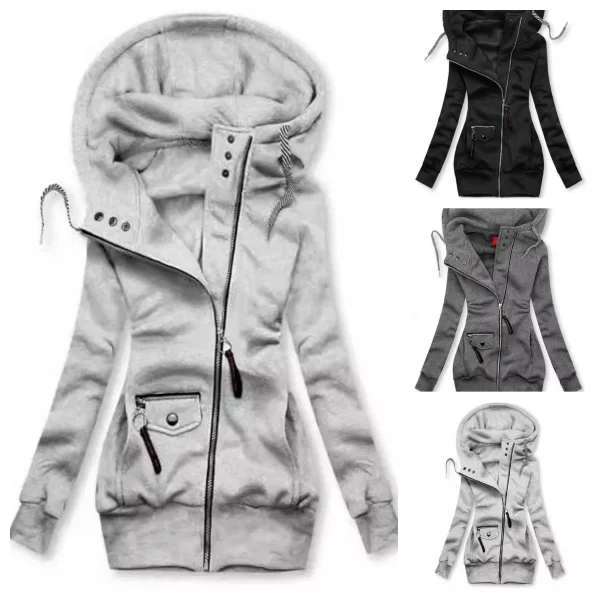 Felpe con cappuccio oversize da donna Felpe Pullover Felpa con cappuccio Felpa patchwork femminile Felpa con cappuccio calda autunnale Top con cerniera 1
