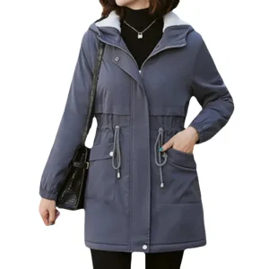 Cappotto Parka foderato in pile morbido ispessito da donna nuovo inverno 3XL di alta qualità Giacca leggera con cappuccio con tasche 1
