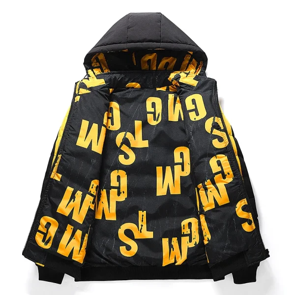 Capispalla double face Nuovo Parka imbottito in cotone da uomo Giacca autunno inverno da uomo Piumino caldo e confortevole di marca Cappello rimovibile 5