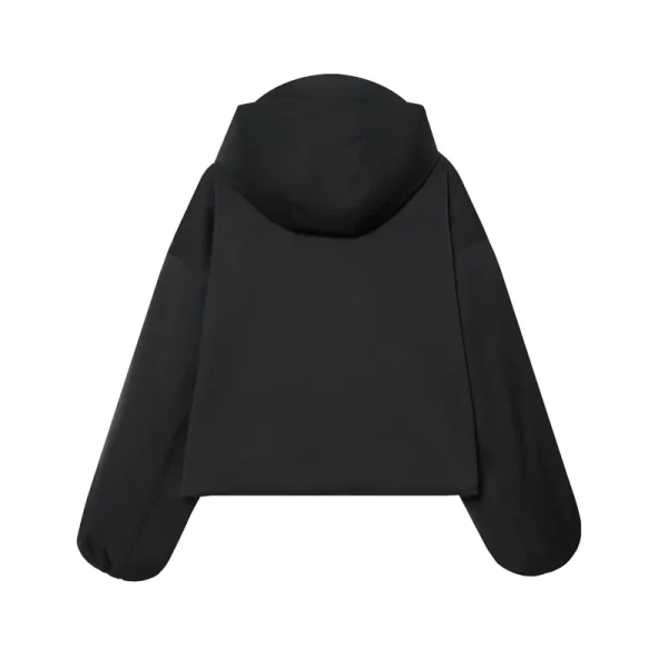 Cappotto da donna 2025 Autunno Nuovo stile Nero Manica lunga con cappuccio Giacca semplice antivento impermeabile Moda casual Versatile 2