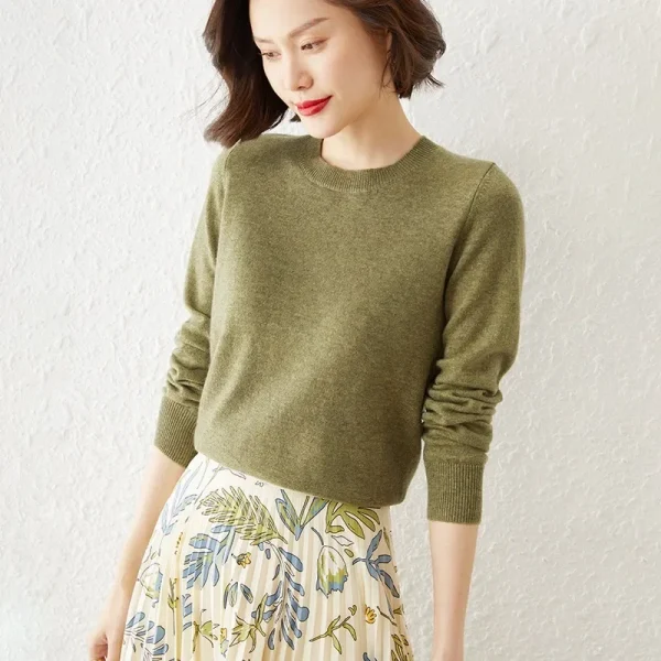 Autunno Inverno Maglione da donna O-Collo Cashmere Pullover solido Camicia con fondo sottile Manica lunga Casual Basic Pull Femme Maglione 6
