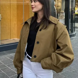 HH Giacca autunnale da donna Moda Solid monopetto Manica lunga Colletto rovesciato Giacche Casual Office Lady Chic Cappotti 1