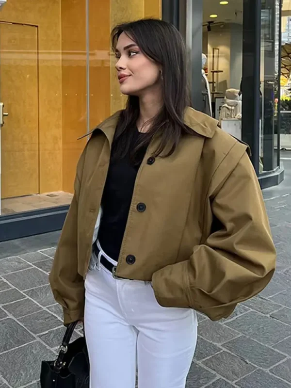 HH Giacca autunnale da donna Moda Solid monopetto Manica lunga Colletto rovesciato Giacche Casual Office Lady Chic Cappotti 1