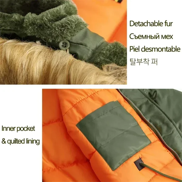 Cappuccio in pelliccia militare di grandi dimensioni taglie forti Lungo impermeabile antivento Nuovo Parka invernale Cappotto da giacca outwear da uomo spesso Parka TAGLIA USA 2