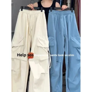 Pantaloni da lavoro stile americano Pantaloni casual a gamba larga a vita alta da donna Primavera Autunno Nuovo stile Hot Girl Lunghezza pavimento dritto 1