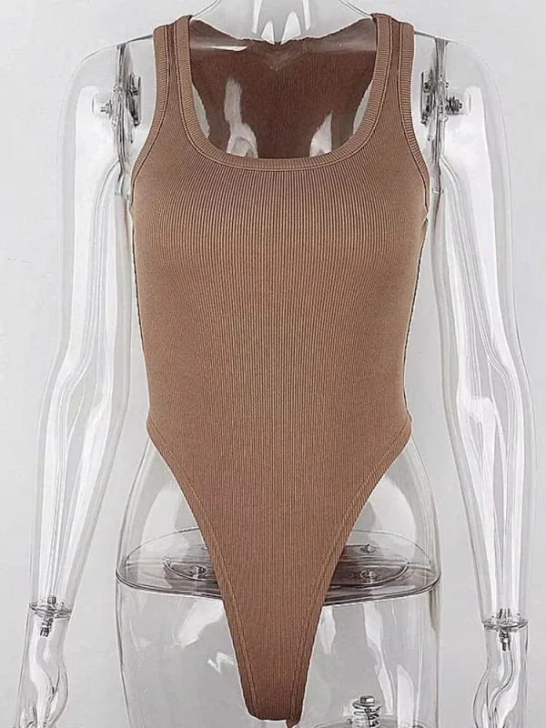 Wzijing Body in maglia senza maniche Hot Summer Sexy aderente con spalle scoperte Top con scollo all'americana Corpetto da strada casual per le donne ClubWear 6