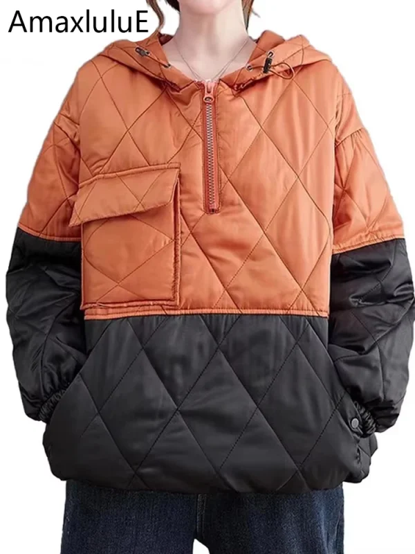 Amax luluE Felpe con cappuccio dal design trapuntato allentato moda invernale coreana Donna Casual Abbigliamento caldo con cappuccio Felpe classiche di lusso da donna 1