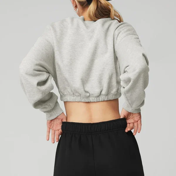 Felpa con cappuccio corta in cotone 100% da donna Pullover a maniche lunghe Running Yoga Felpe con cappuccio Harajuku Estetica con cappuccio Sudaderas 3