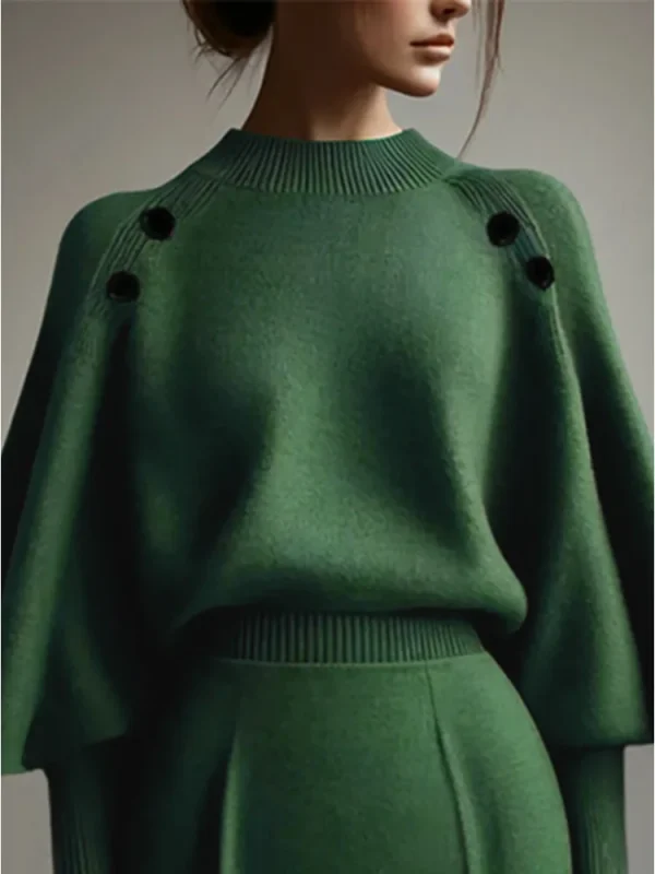 Freeacy da donna verde girocollo manica a palloncino vestibilità ampia maniche lunghe pullover 2025 autunno nuovo elegante maglione abbinato Top 2