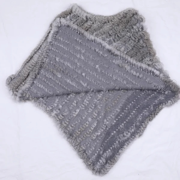 2021 vendita calda donne scialle di pelliccia di coniglio reale naturale lavorato a maglia vera pelliccia di coniglio Poncho sciarpa autunno inverno pelliccia di coniglio Pashmina 6