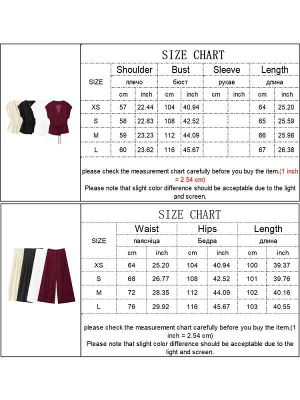 TFMLN Pantaloni da donna alla moda Abiti senza maniche con scollo a V Top con cintura Pantaloni dritti Set 2025 Primavera Estate Pendolari Set da 2 pezzi 6